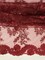 1 Yard Burgundy Sequin Corded Embroidered Lace Fabric with Scalloped Edges 54” Wide